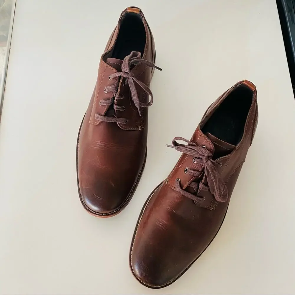 MENS COLE HAAN Dark Brown Mahogany Feathercraft Grand Blucher Oxford Lace Up 9